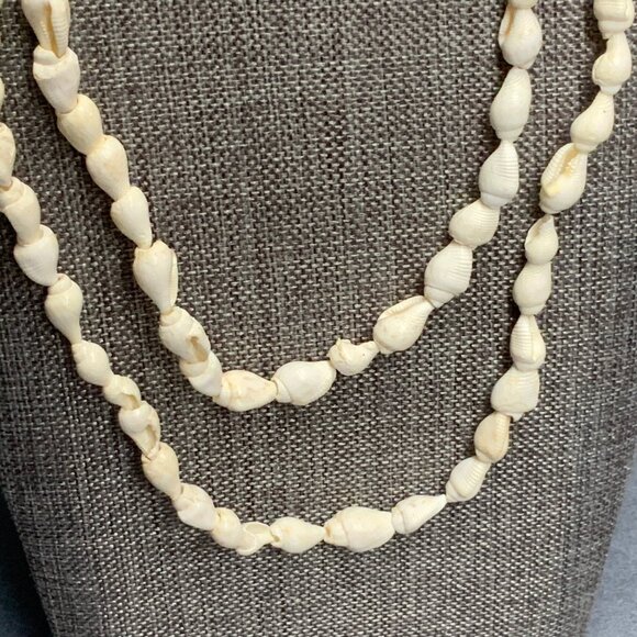 Long Organic Seashell Necklace 48 In As Is Handcrafted Retro Shells White BoHo - Picture 3 of 6